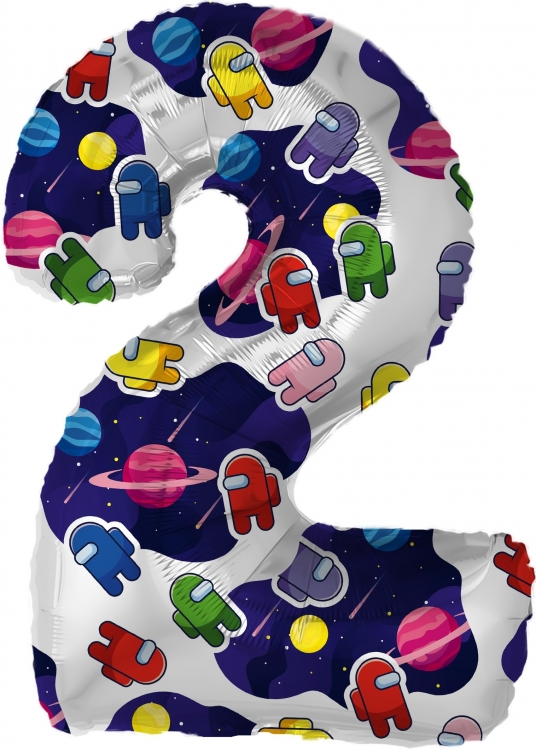 Шар Цифра "2" Космонавтики (в упаковке)