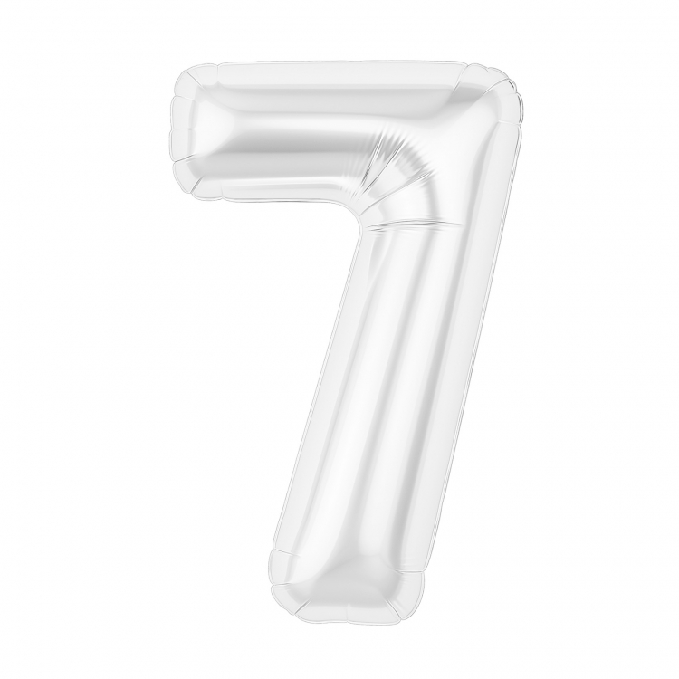 Шар Цифра "7" Slim Белый блеск (в упаковке) 